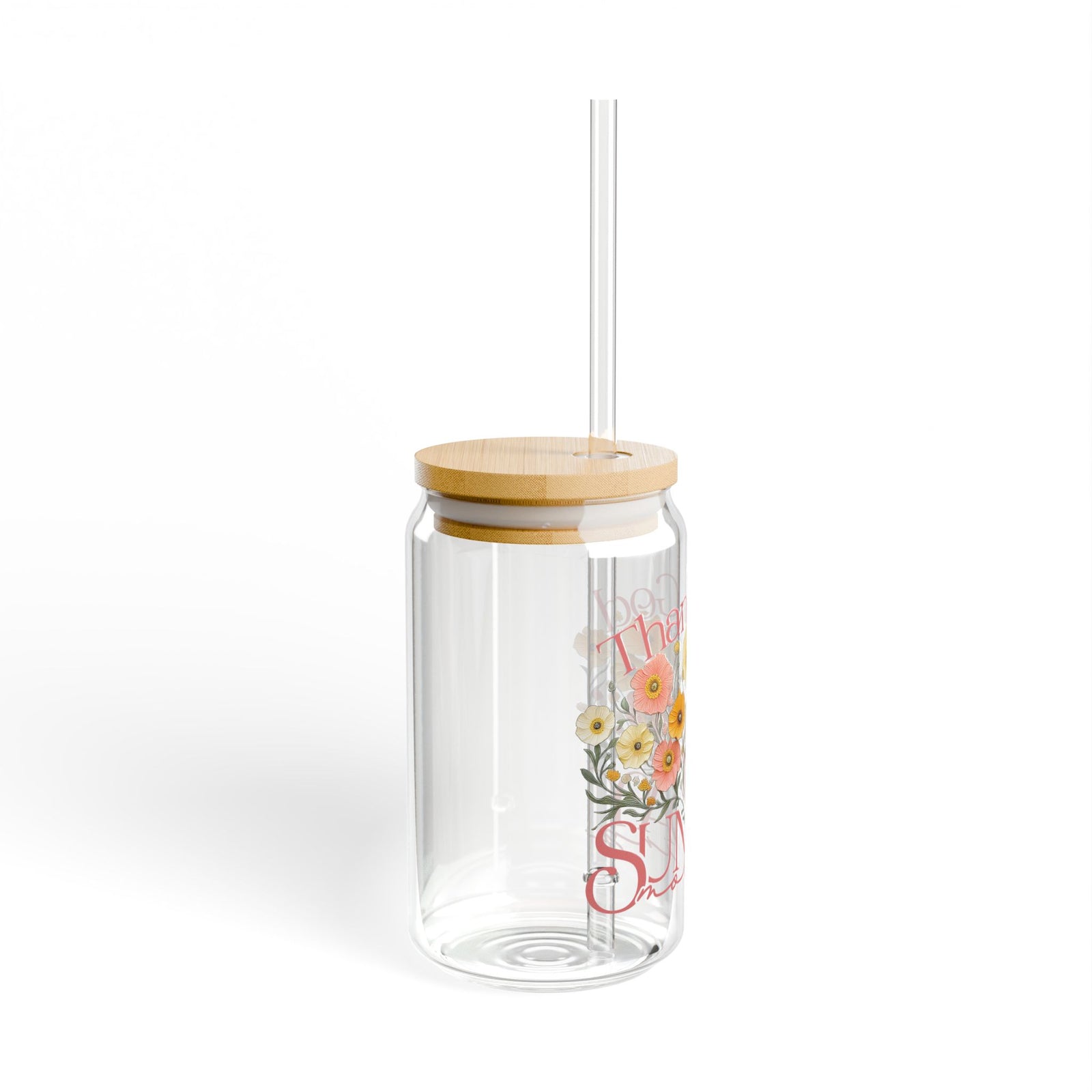 Thank God For Sunday Morning Christian Sipper Glass 16oz Reusable Drink Jar with Lid & Straw