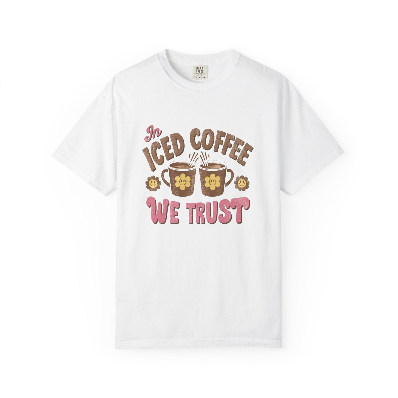 In Iced Coffee We Trust T-Shirt Vintage Distressed Coffee Lover Graphic Tee