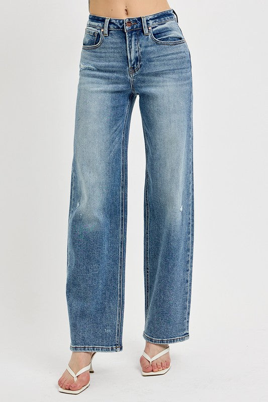 RISEN Full Size Distressed Wide Leg Jeans Plus Size - Sydney So Sweet