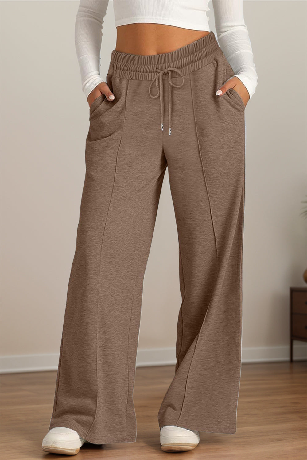 Drawstring Elastic Waist Wide Leg Pants - Sydney So Sweet