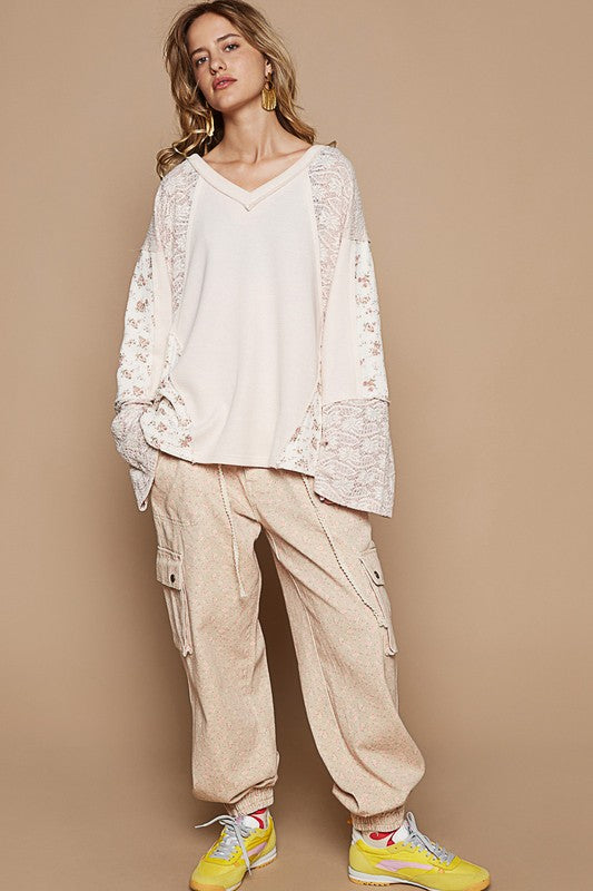 POL Lace Floral Round Neck Knit Top - Sydney So Sweet