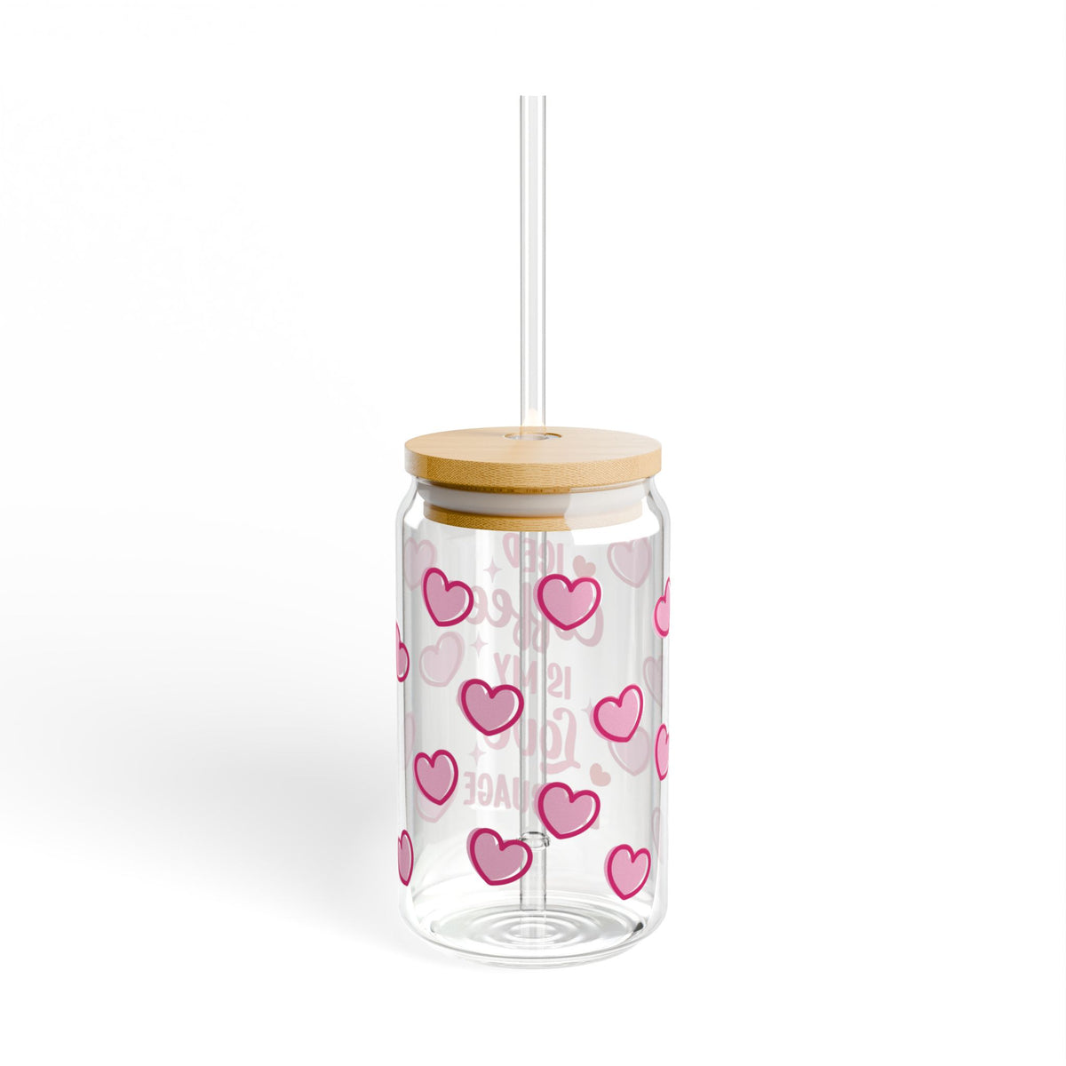 Coffee is My Love Language Tumbler Sipper Glass 16oz — Reusable Drink Jar with Lid & Straw - Sydney So Sweet