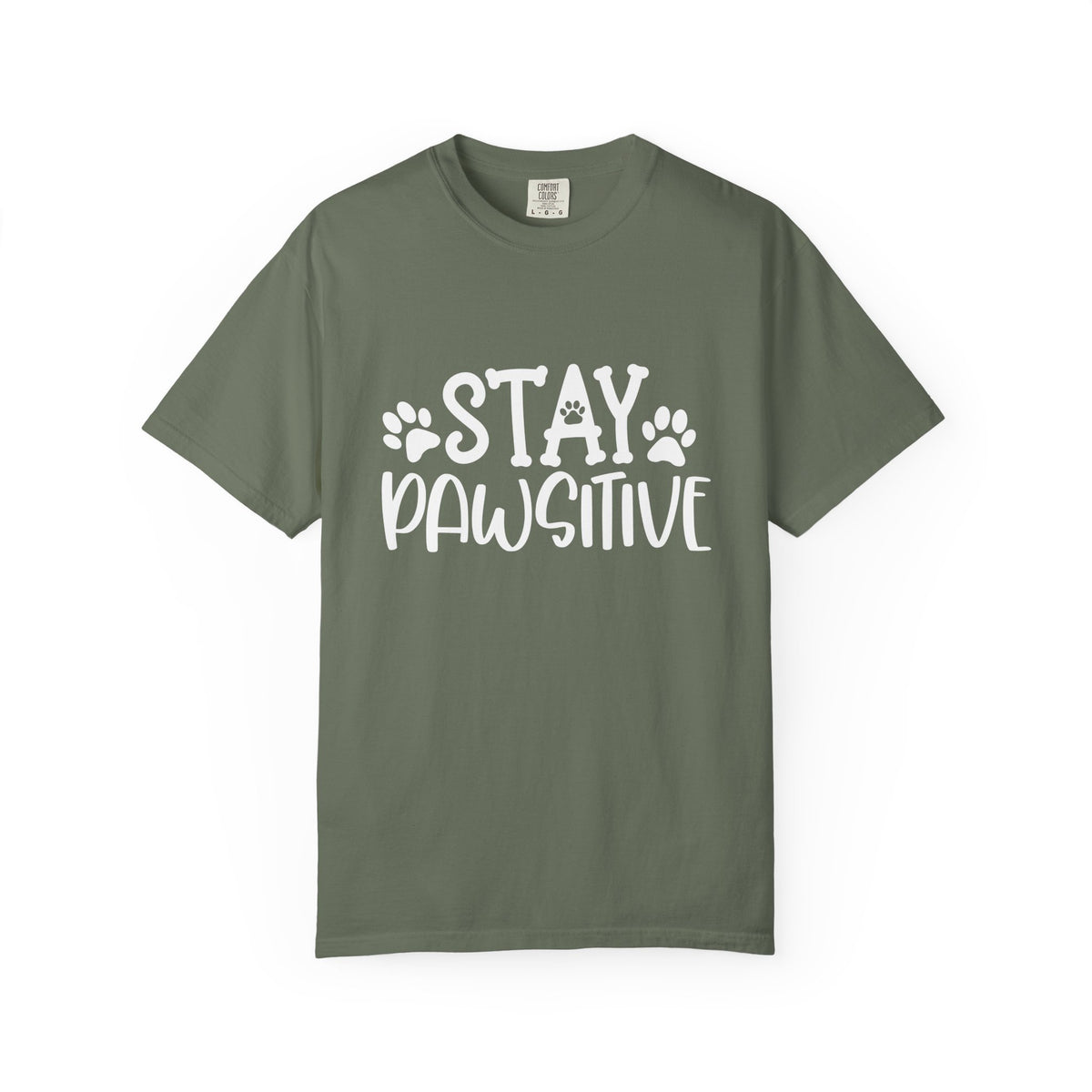 Stay Paw-sitive Paw Print T-Shirt Cute Dog Mom Graphic Tee