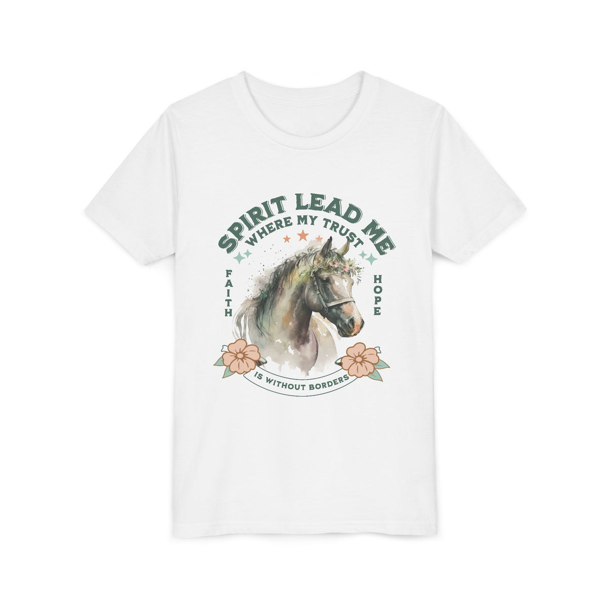 Spirit Lead Me Kids T-Shirt Floral Horse Christian Graphic Tee