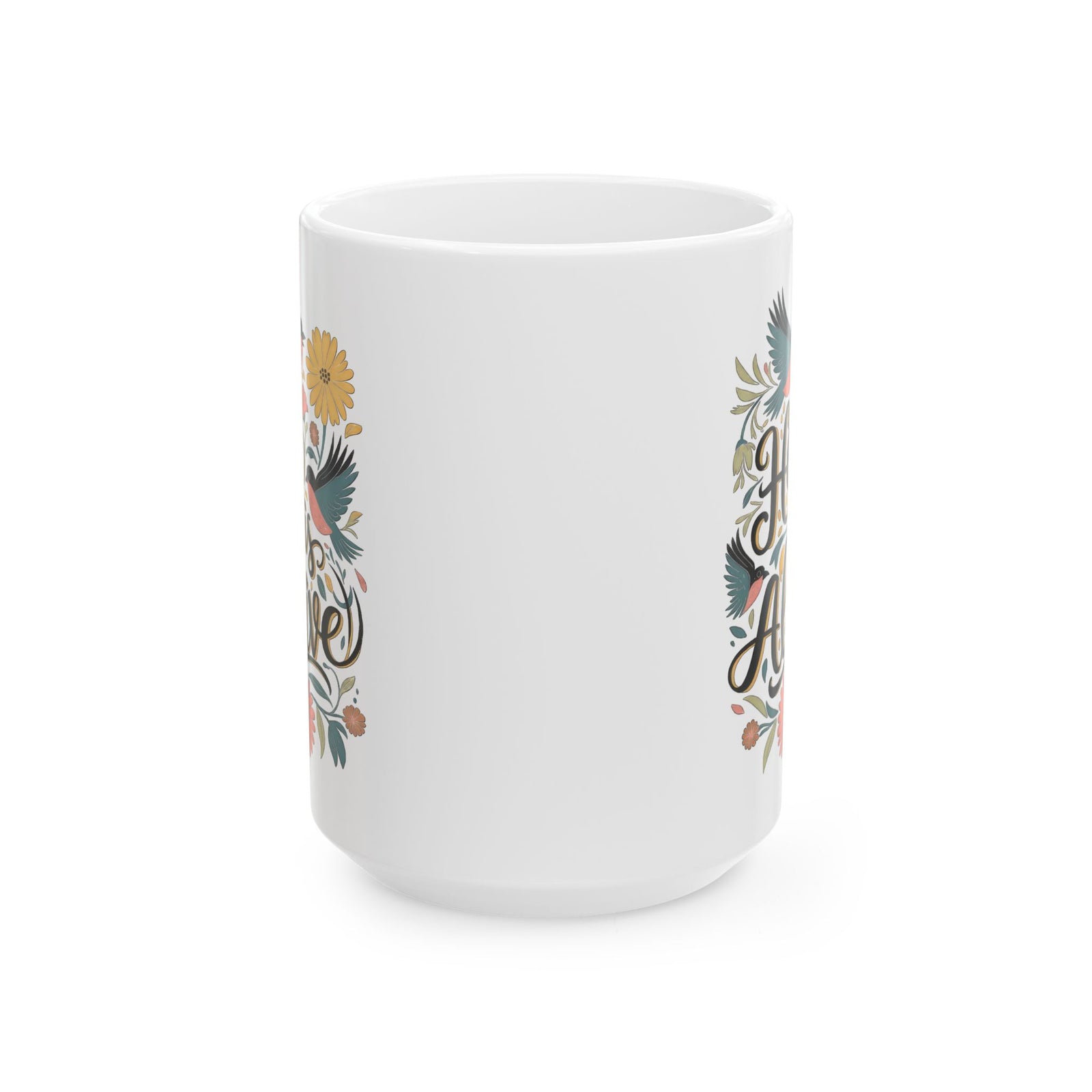 He is Alive Floral Birds Easter Christian Ceramic Mug Coffee Cup (11oz & 15oz)