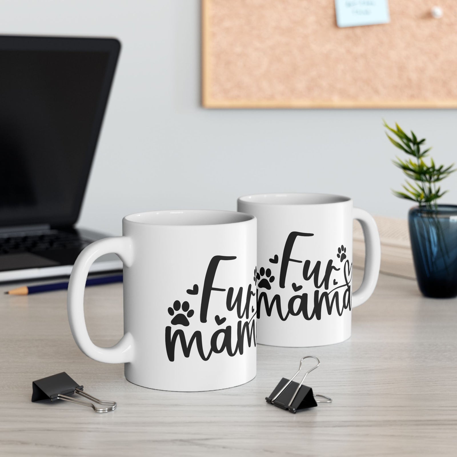 Fur Mama Paw Print Dog & Cat Lovers Cute Ceramic Mug Coffee Cup (11oz & 15oz)