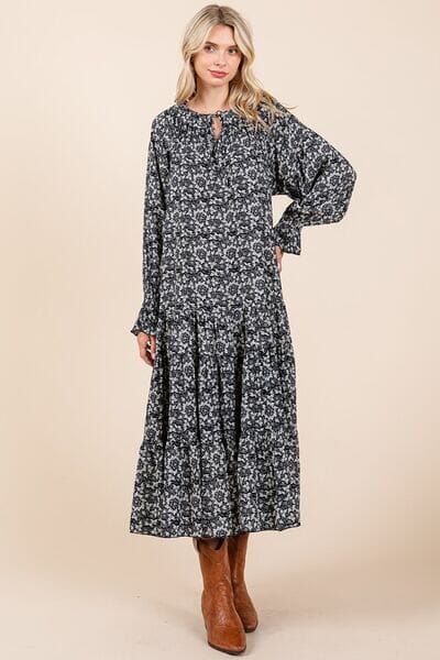 Mittoshop Printed Tie Neck Flounce Sleeve Midi Dress - Sydney So Sweet