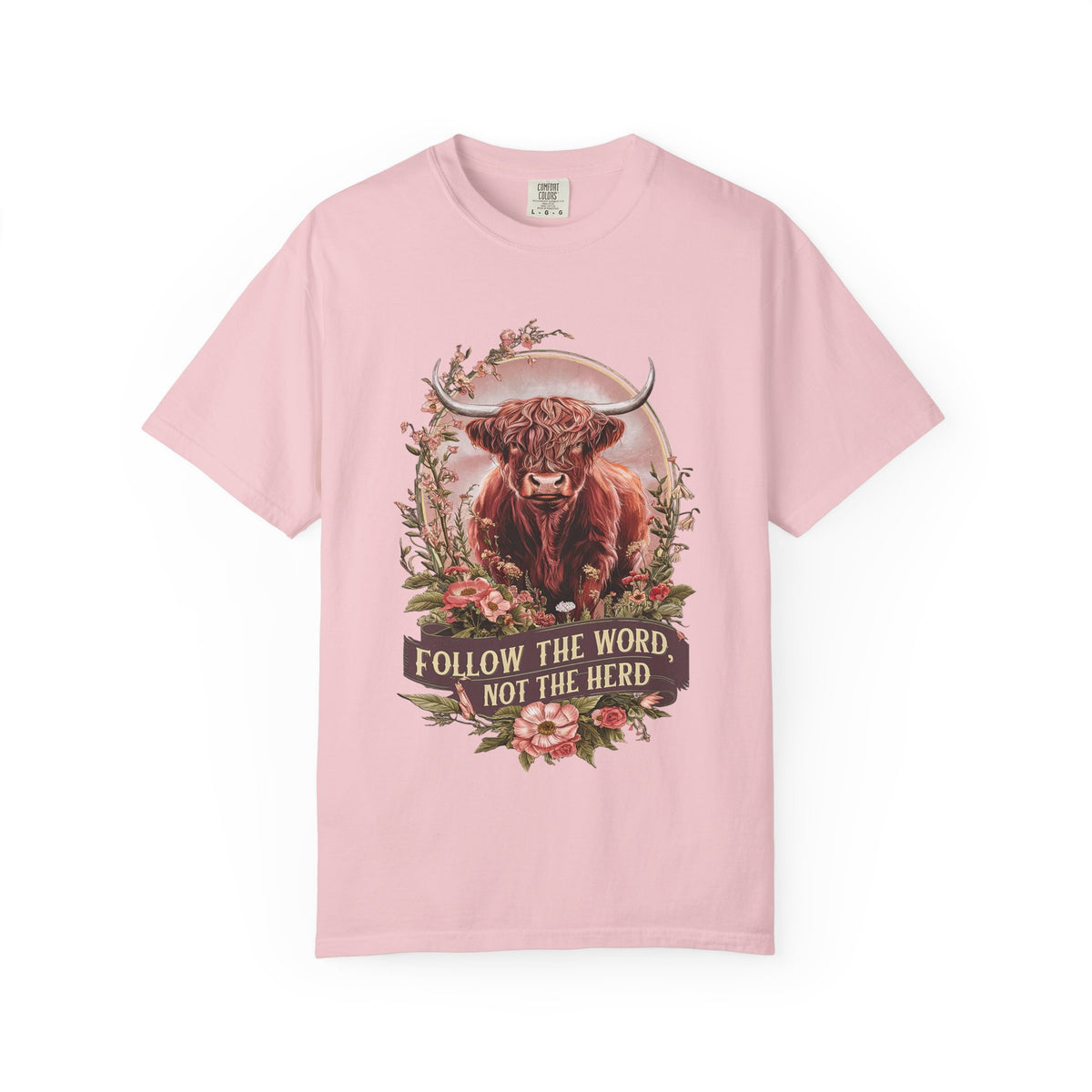 Follow the Word Not the Herd T-Shirt Cow Graphic Christian Faith Tee