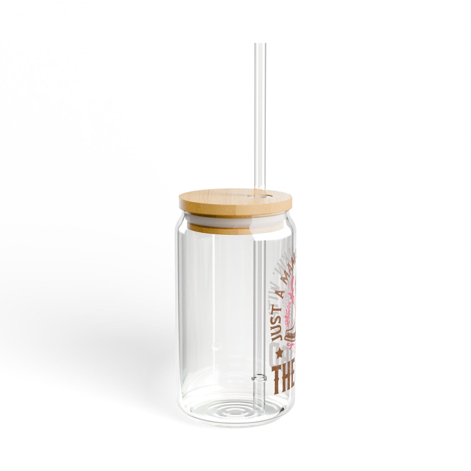 Just a Mama Walkin' with the Lord Sipper Glass 16oz Reusable Drink Jar with Lid & Straw