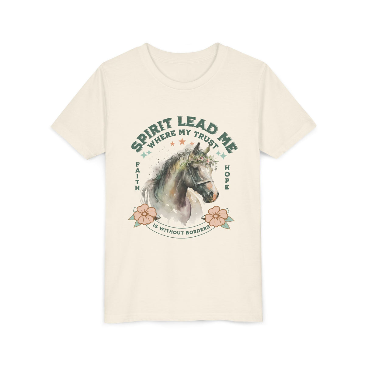 Spirit Lead Me Kids T-Shirt Floral Horse Christian Graphic Tee