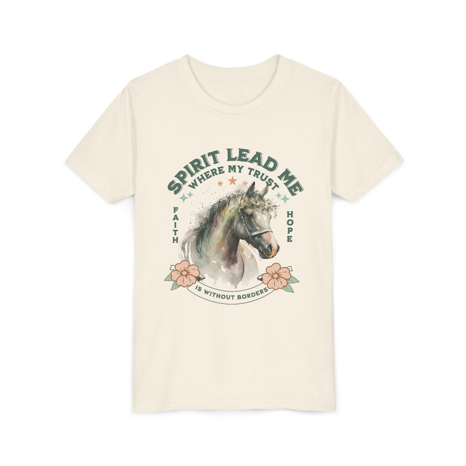 Spirit Lead Me Kids T-Shirt Floral Horse Christian Graphic Tee