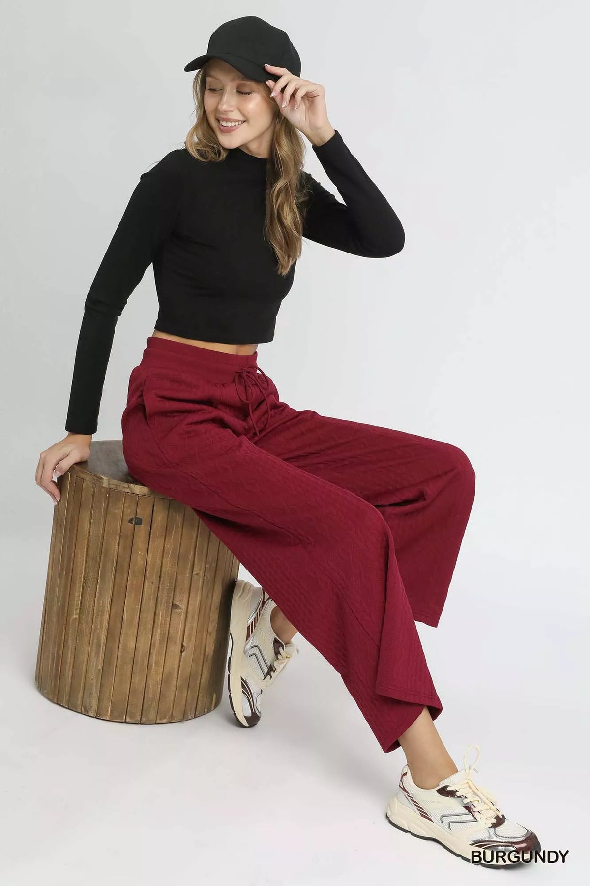 Umgee Cable Knit Textured Wide Leg Pants - Sydney So Sweet