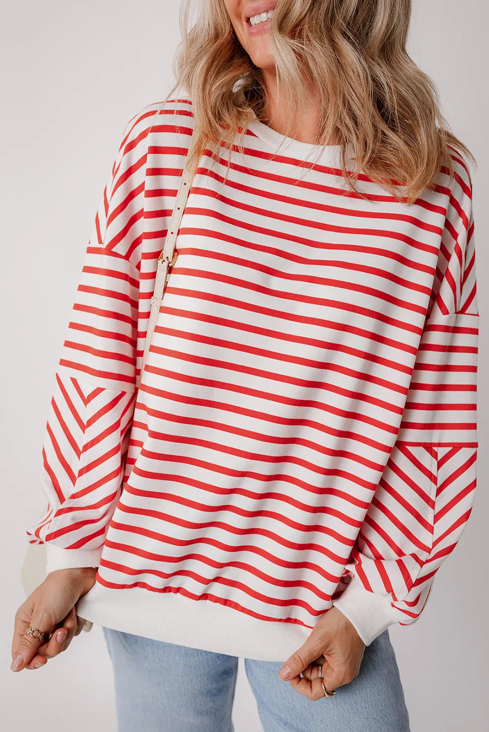 Striped Dropped Shoulder Long Sleeve Sweatshirt - Sydney So Sweet