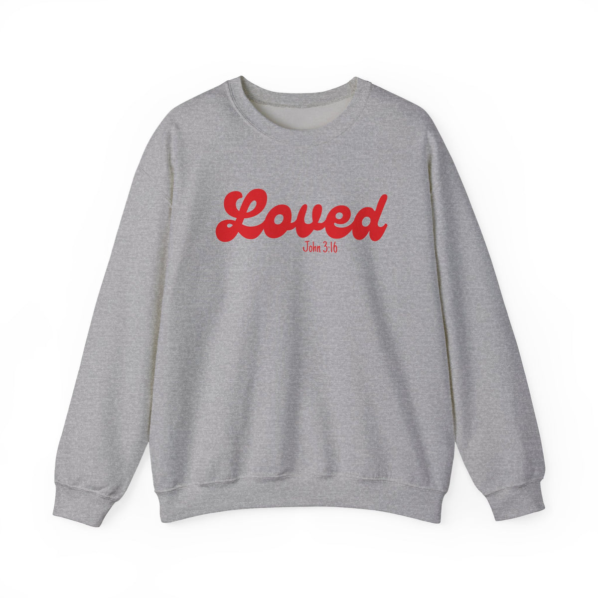 Loved John 3:16 Retro Script Christian Pullover Heavy Blend Women's Cozy Crewneck