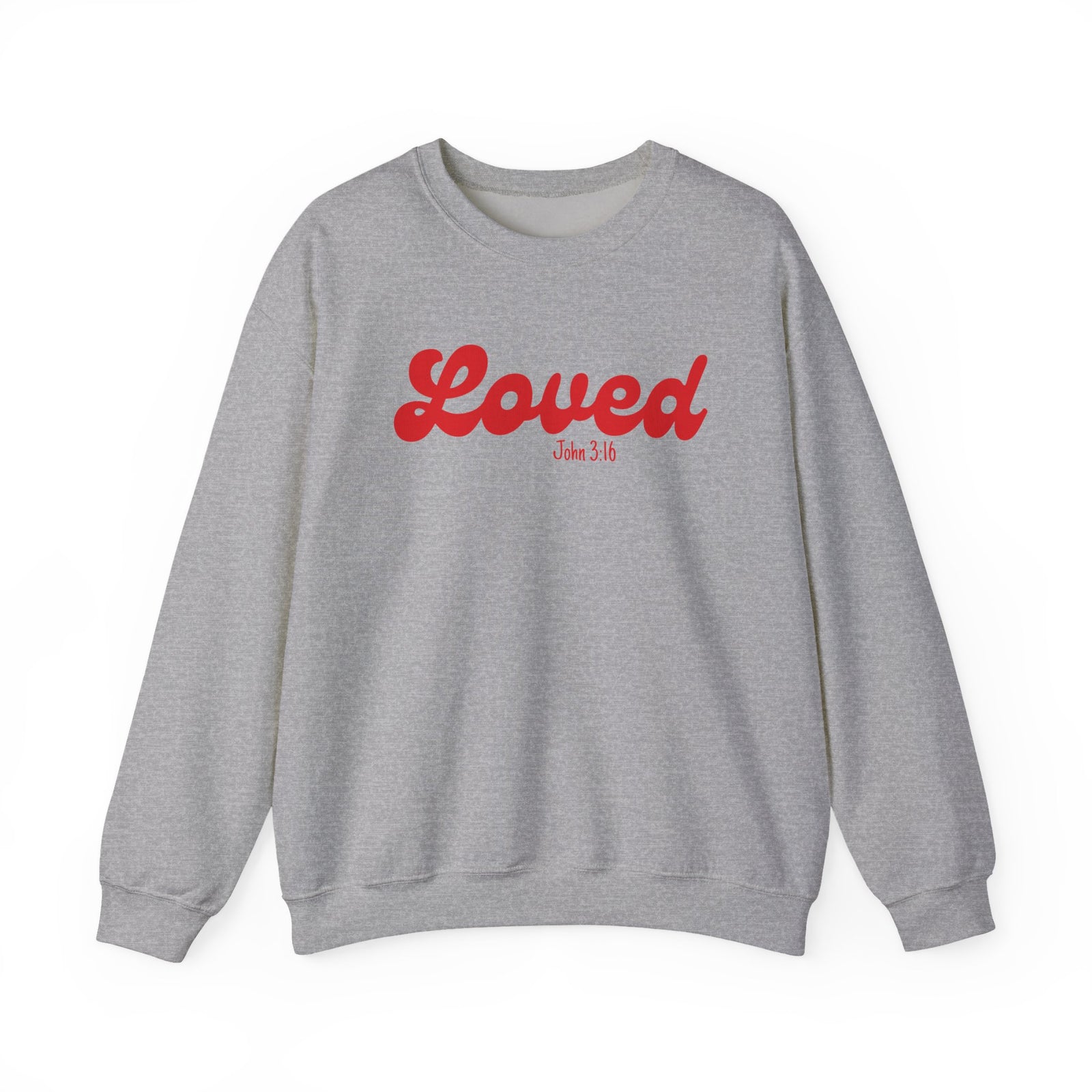 Loved John 3:16 Retro Script Christian Pullover Heavy Blend Women's Cozy Crewneck