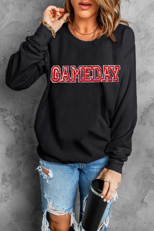 GAME DAY Round Neck Long Sleeve Sweatshirt - Sydney So Sweet