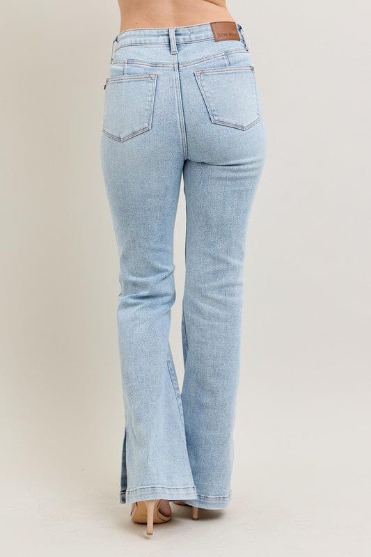 Judy Blue Full Size Tummy Control Vintage Wash Side Slit Slim Boot Jeans Plus Size - Sydney So Sweet