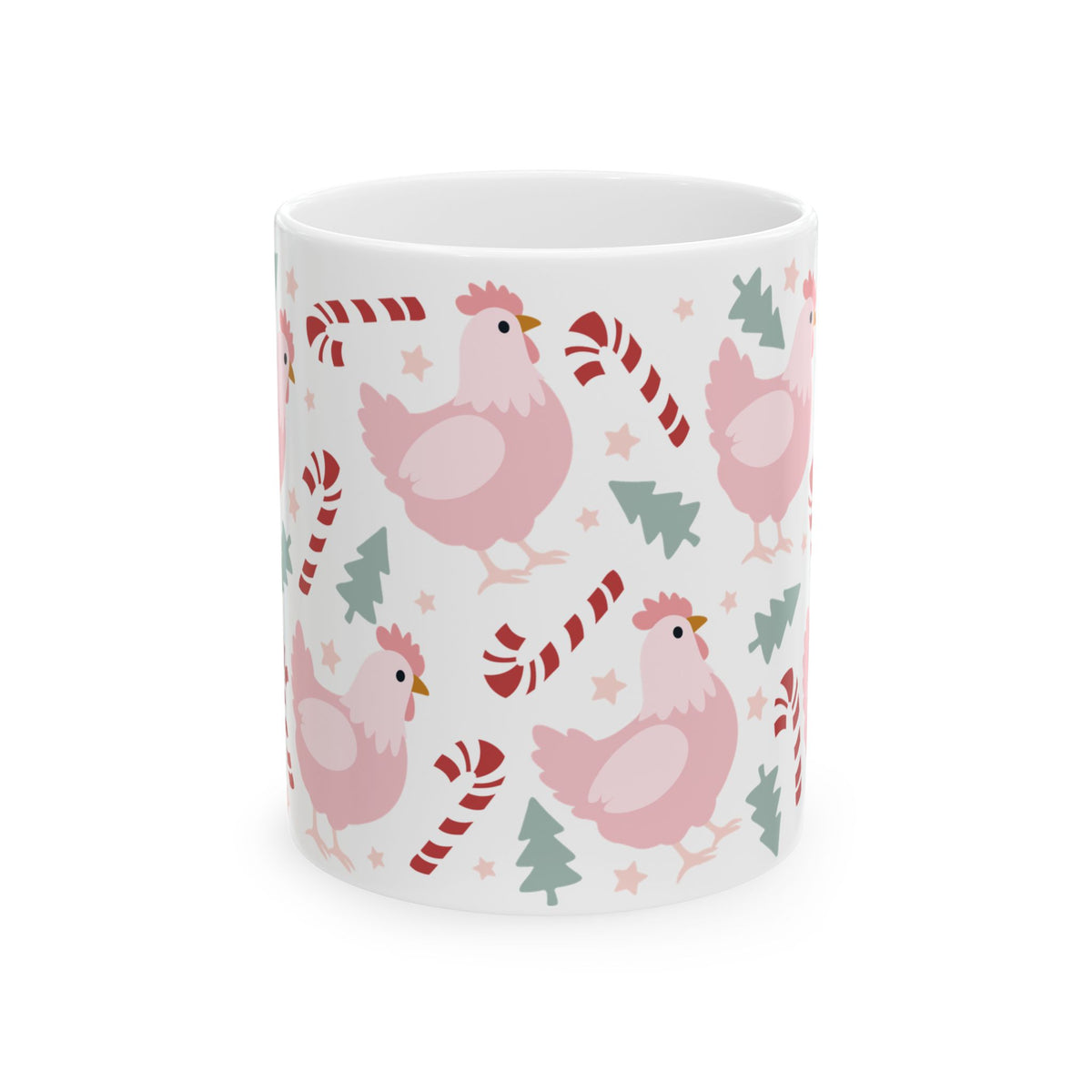 Christmas Chickens Ceramic Mug Coffee Cup (11oz & 15oz)