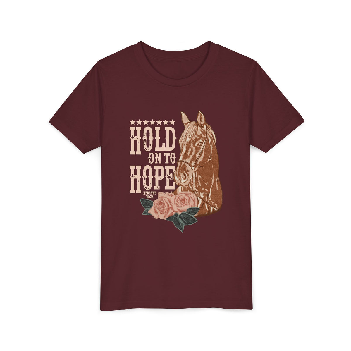 Hold Onto Hope Horse Kids T-Shirt Kids Graphic Christian Tee