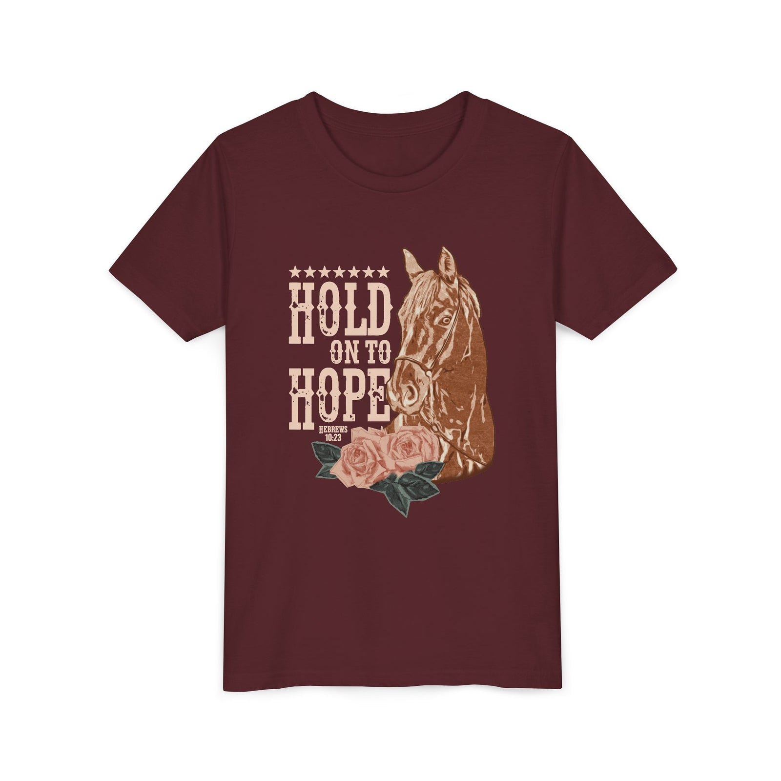 Hold Onto Hope Horse Kids T-Shirt Kids Graphic Christian Tee
