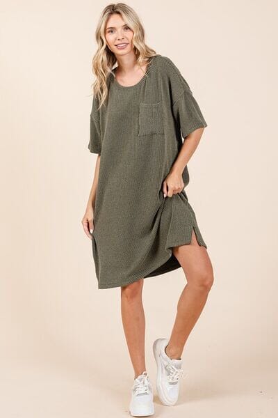 Mittoshop Urban Rib Knit Short Sleeve Tee Dress - Sydney So Sweet