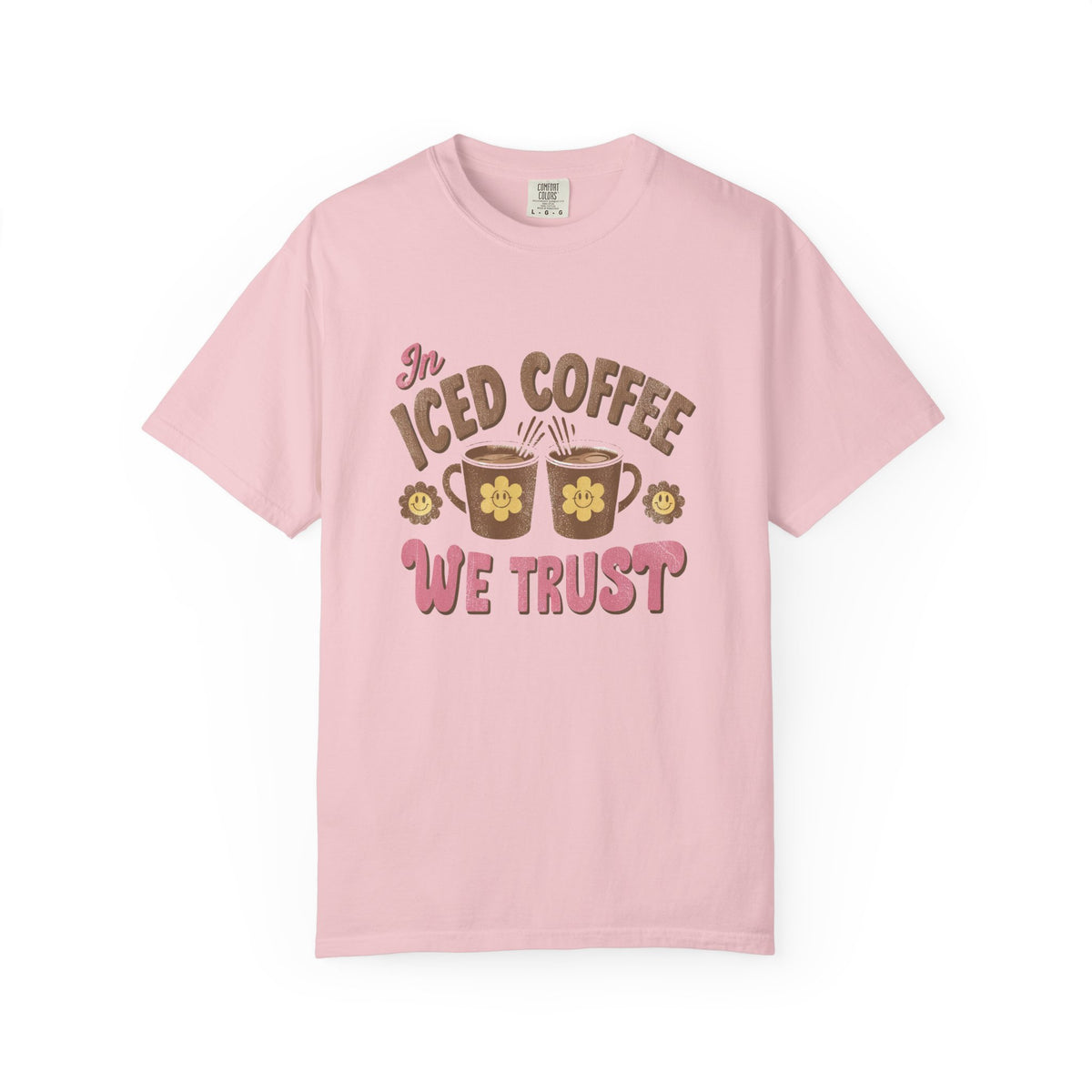 In Iced Coffee We Trust T-Shirt Vintage Distressed Coffee Lover Graphic Tee