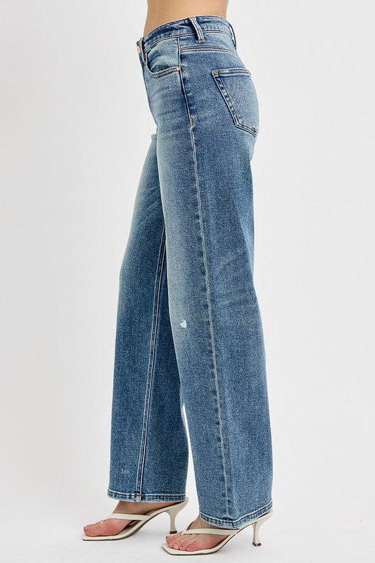 RISEN Full Size Distressed Wide Leg Jeans Plus Size - Sydney So Sweet