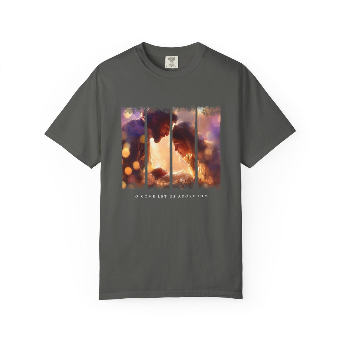 O Come Let Us Adore Him Holy Family Christmas T-Shirt Christian Graphic Tee
