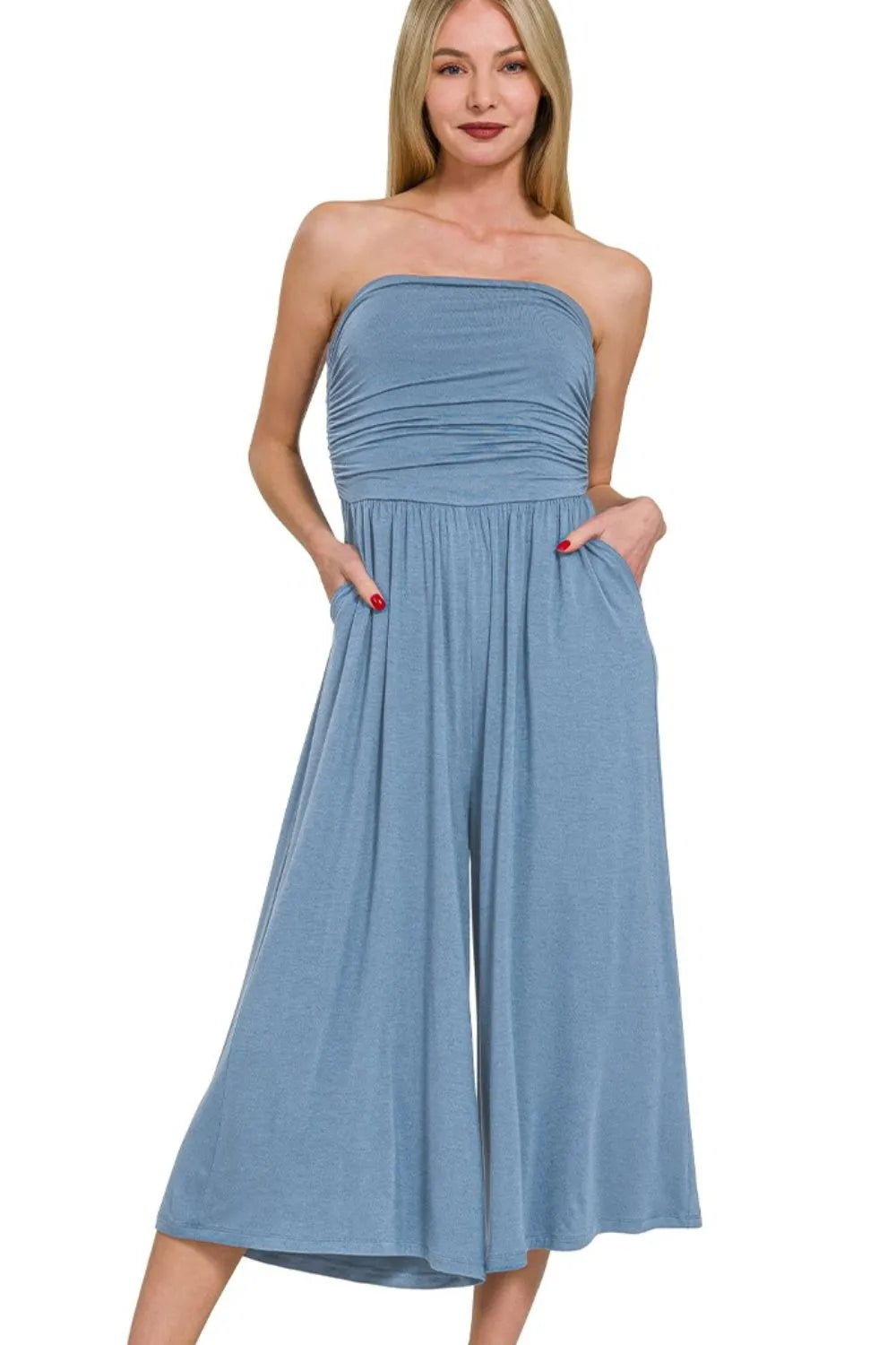Zenana Double Layered Strapless Tube Top Jumpsuit - Sydney So Sweet