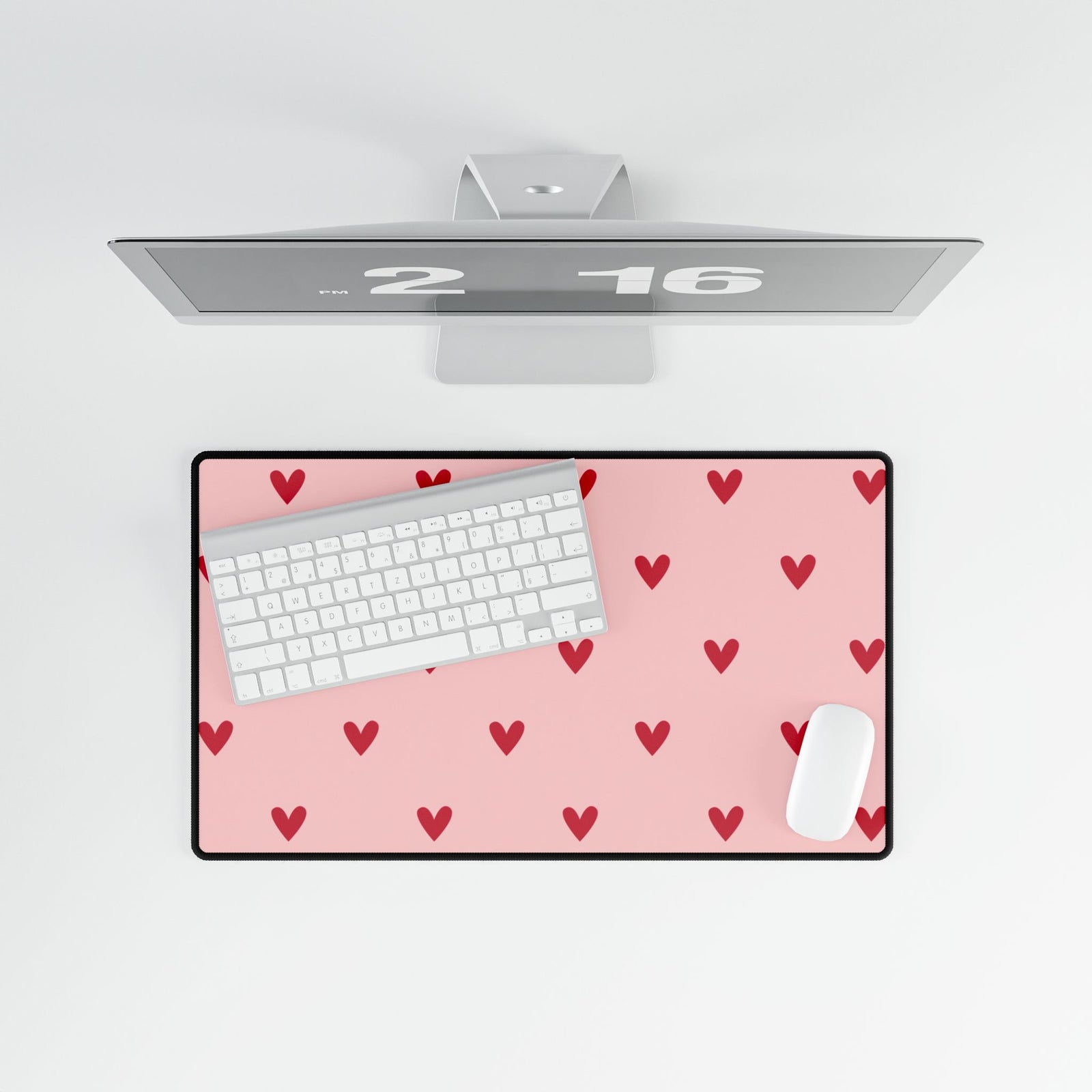 Pink Heart Pattern Desk Mat
