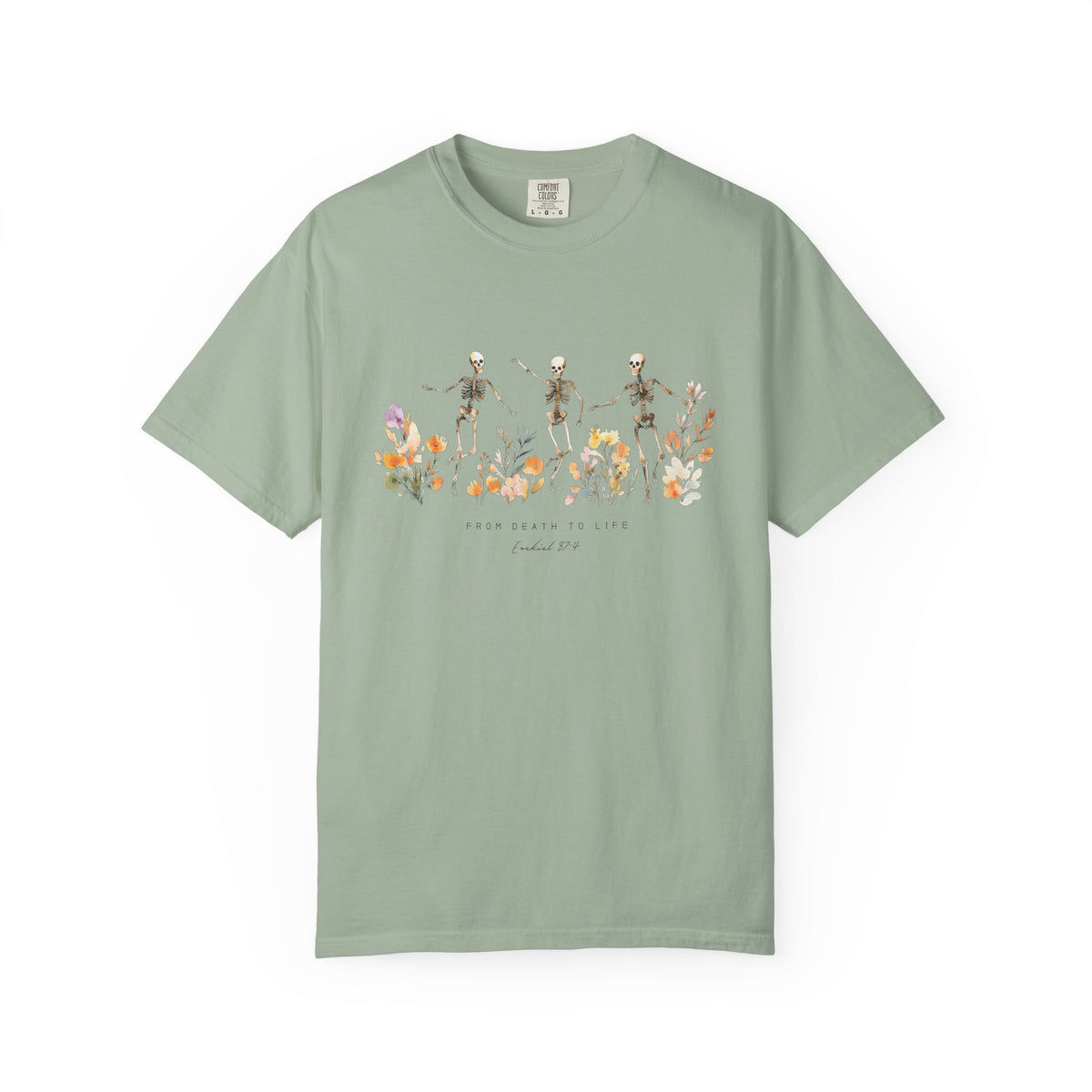 Floral Skeletons From Death to Life T-Shirt Halloween Christian Graphic Tee