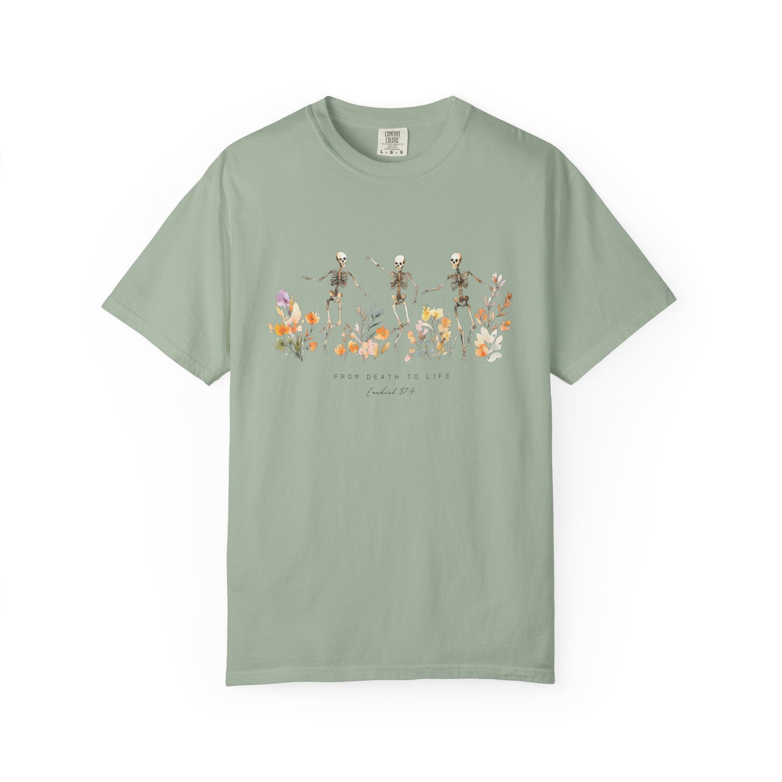 Floral Skeletons From Death to Life T-Shirt Halloween Christian Graphic Tee