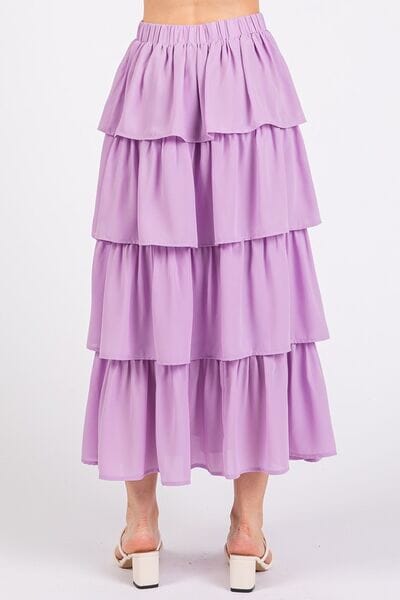 Mittoshop Chiffon Ruffle Layer Elastic Waist Midi Skirt - Sydney So Sweet