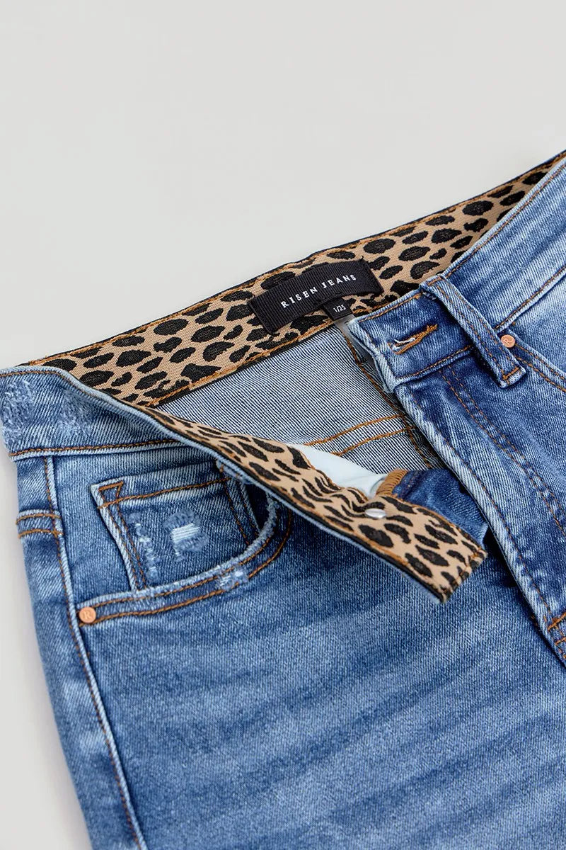 RISEN Full Size Tummy Control Elastic Band High Rise Wide Jeans Plus Size - Sydney So Sweet