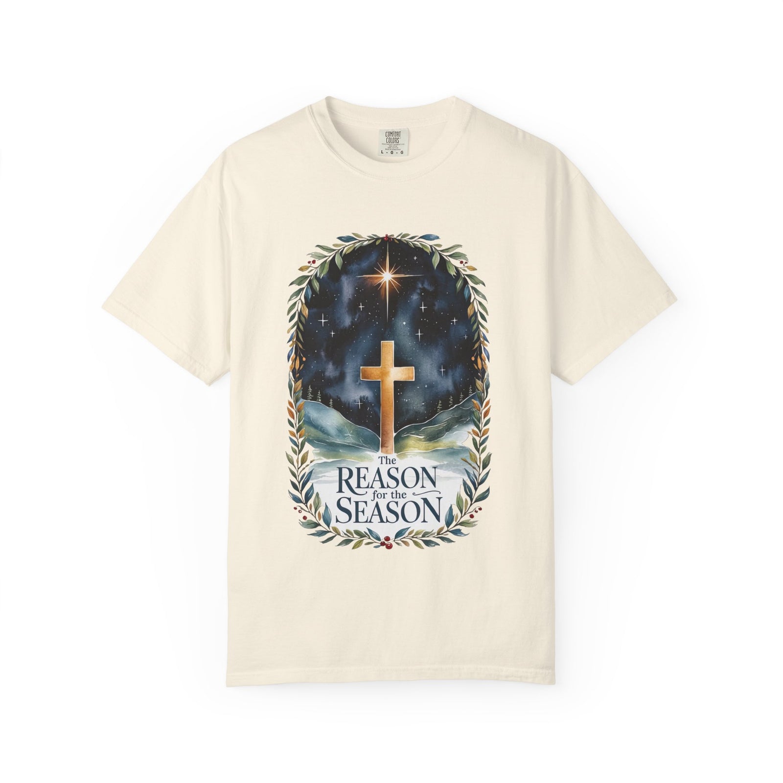 The Reason for the Season Christmas T-Shirt Christian Cross Graphic Tee