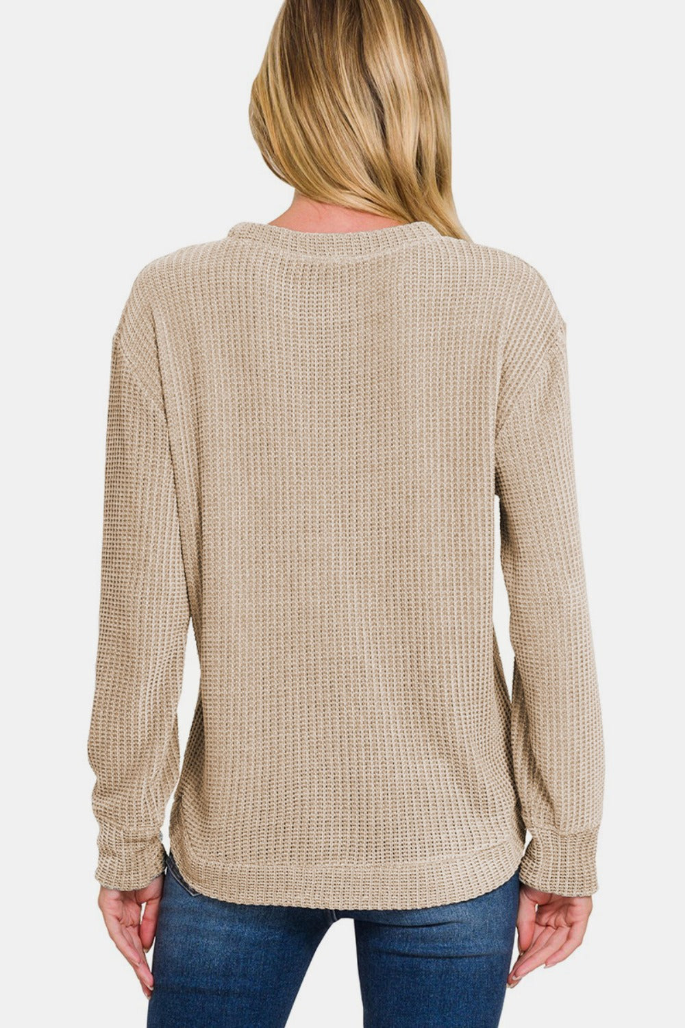 Zenana Chenille Waffle Round Neck Sweater - Sydney So Sweet