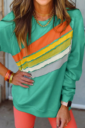 Contrast Round Neck Long Sleeve Sweatshirt - Sydney So Sweet