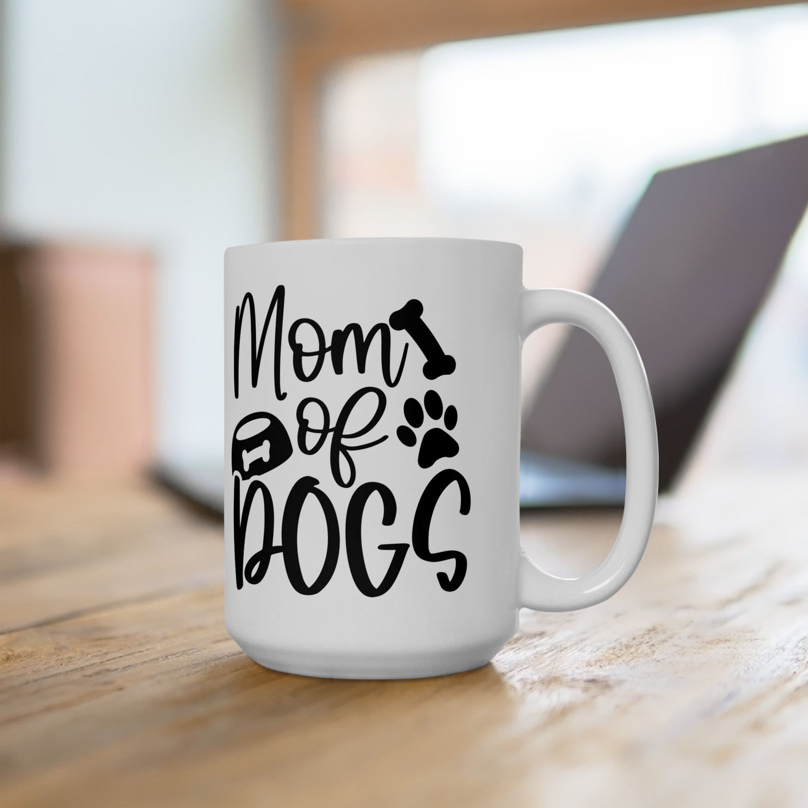 Mom of Dogs Bone & Paw Print Cute Ceramic Mug Coffee Cup (11oz & 15oz)