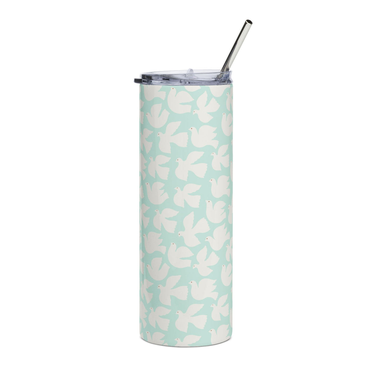 Mint Peace Dove 20oz Floral Stainless Steel Tumbler Insulated Travel Cup