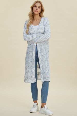 Double Take Full Size Open Front Longline Cardigan - Sydney So Sweet