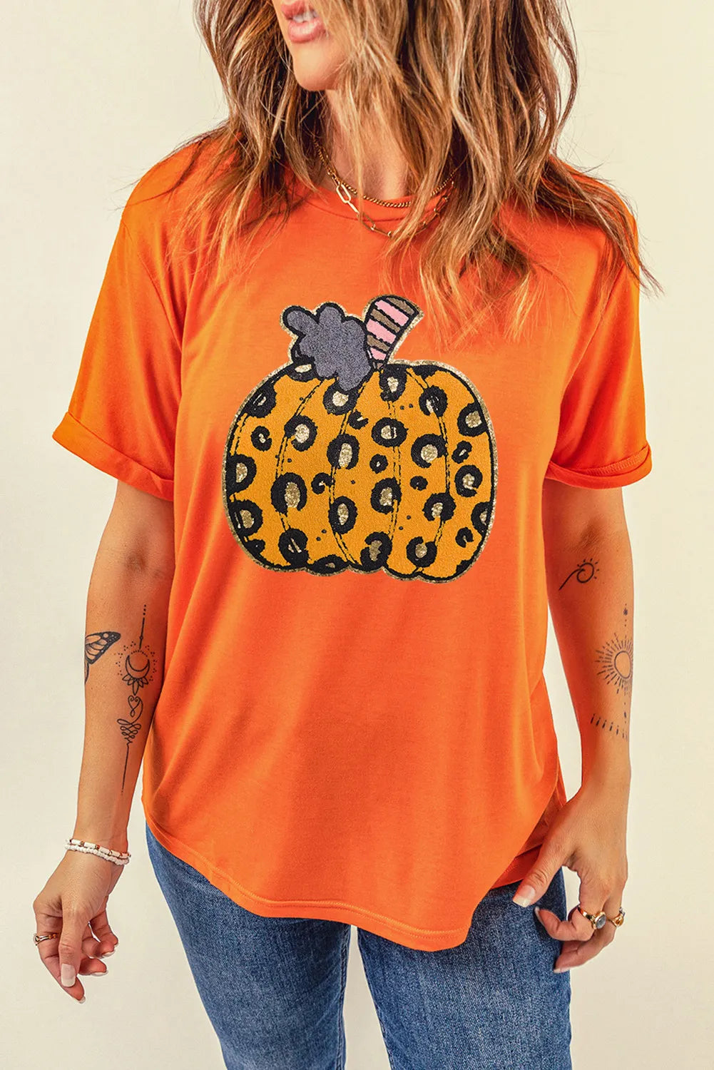 Leopard Pumpkin Women&#39;s Graphic Short Sleeve T-Shirt - Sydney So Sweet