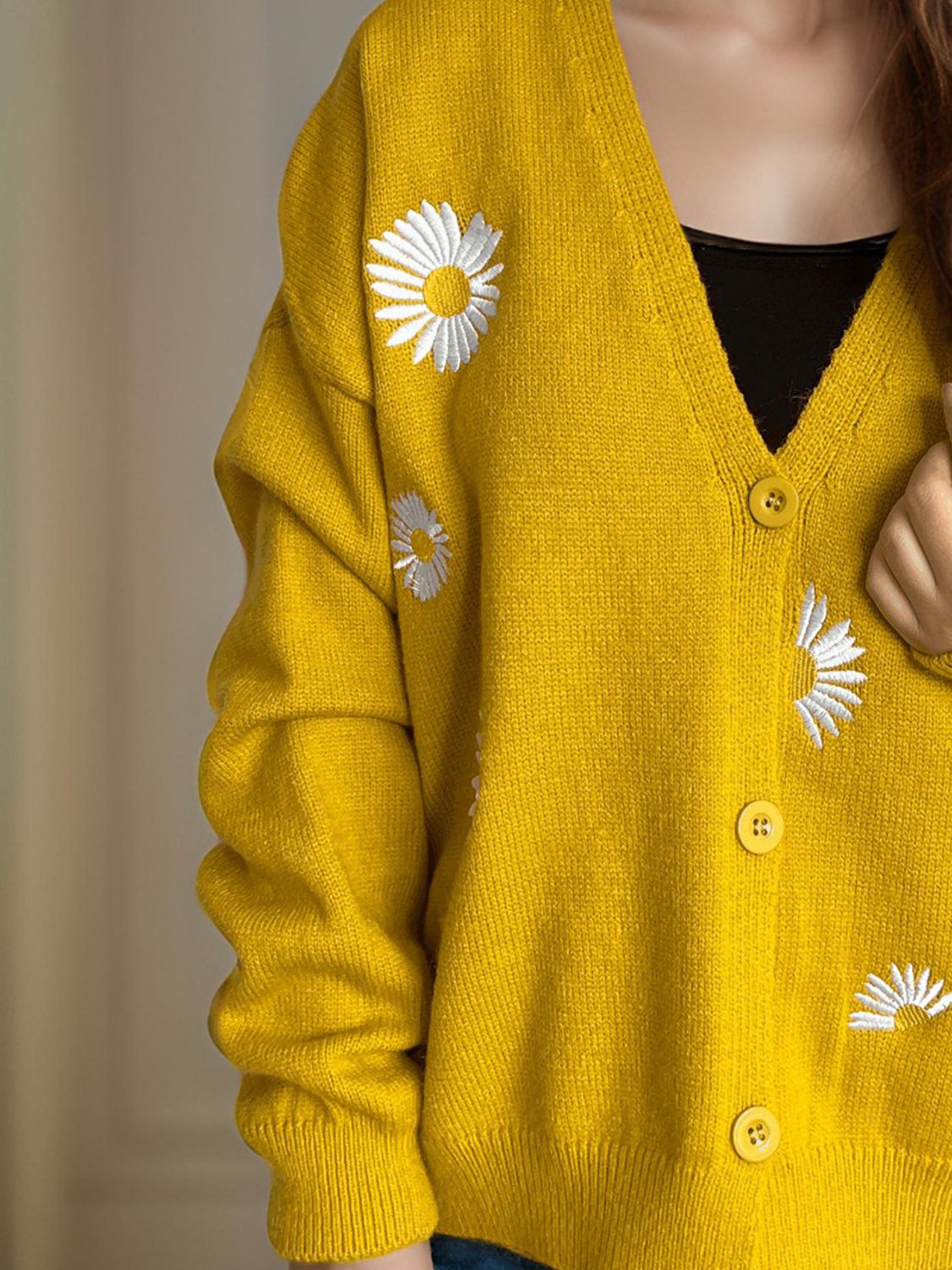 Daisy Button Up V-Neck Cardigan - Sydney So Sweet