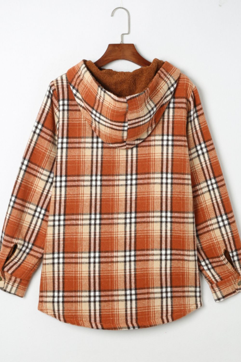 Plaid Button Up Long Sleeve Hooded Jacket - Sydney So Sweet