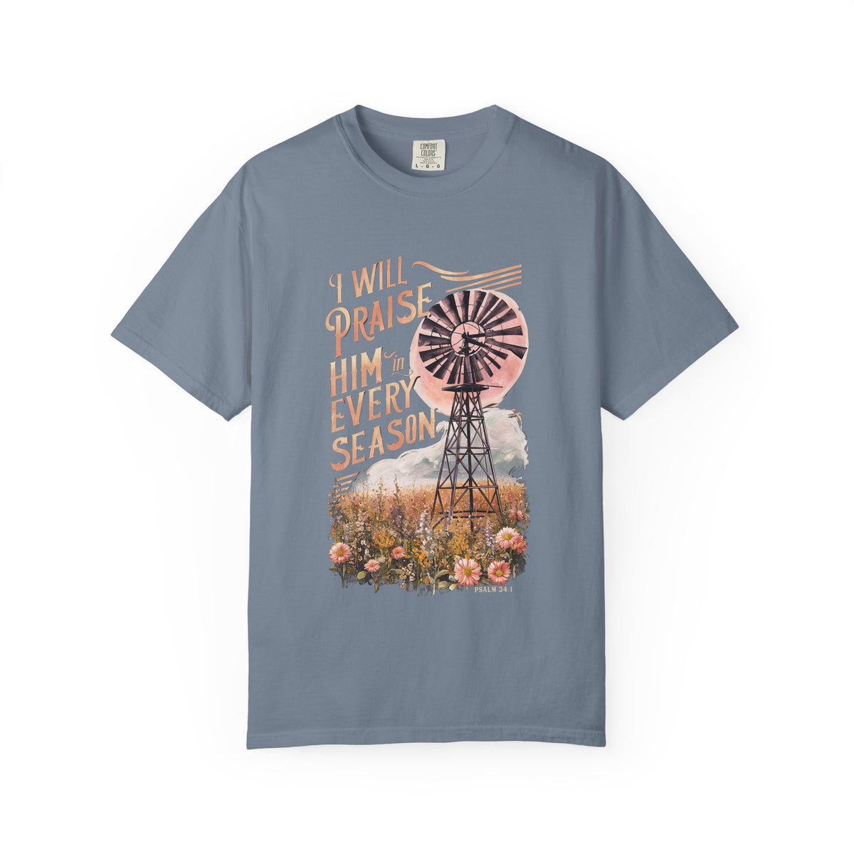 Praise Him Every Season T-Shirt Vintage Windmill Fall Christian Tee