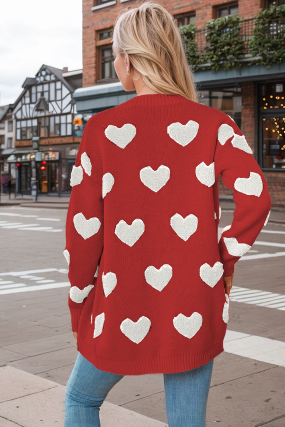 Heart Button Down Long Sleeve Cardigan - Sydney So Sweet