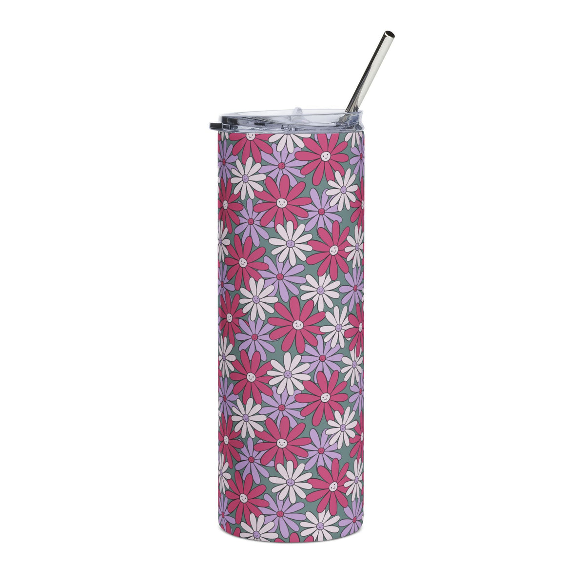 Happy Flower Purple Daisy Floral 20oz Floral Stainless Tumbler Insulated Travel Cup - Sydney So Sweet
