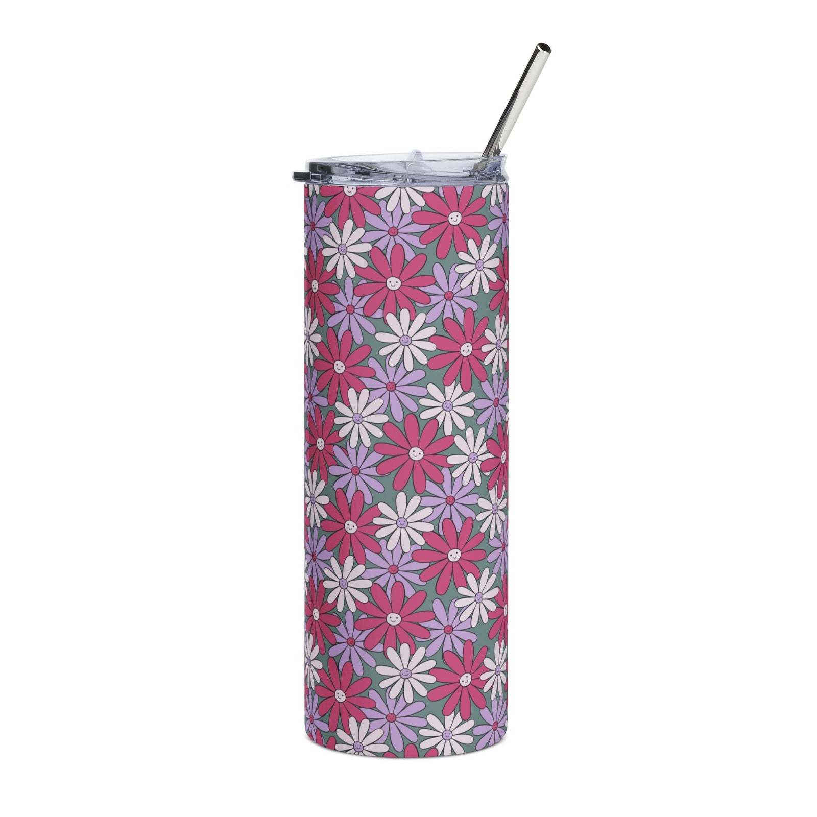 Happy Flower Purple Daisy Floral 20oz Floral Stainless Tumbler Insulated Travel Cup - Sydney So Sweet