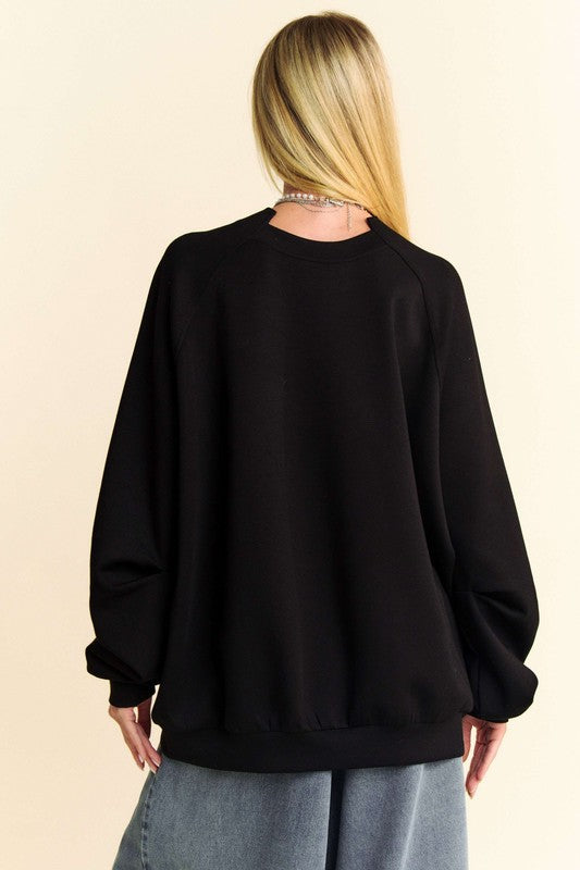 Davi & Dani Round Neck Raglan Sleeve Sweatshirt - Sydney So Sweet