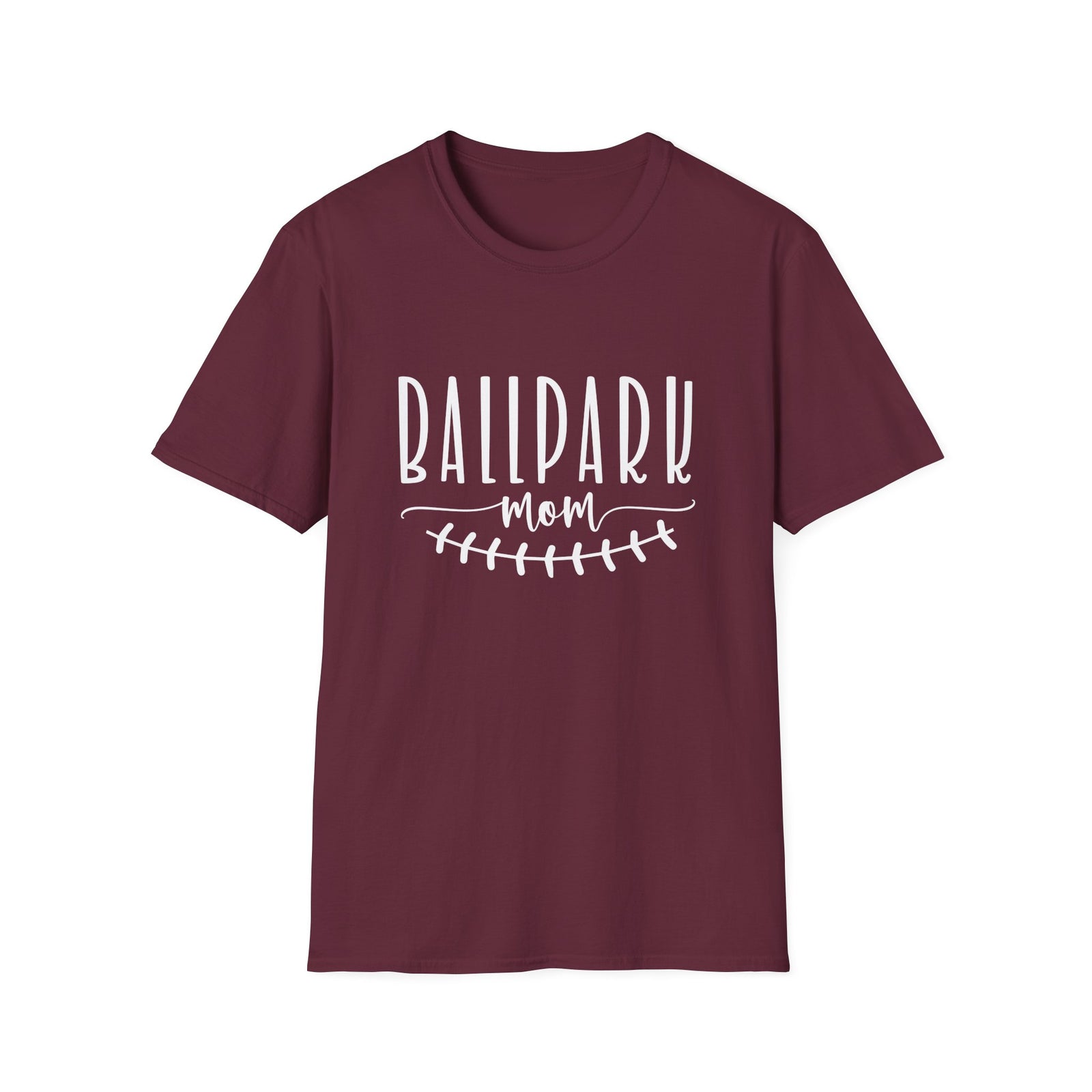 Ballpark Mom Baseball or Softball Graphic T-Shirt Cute Sports Mom Tee (12 Team Colors)