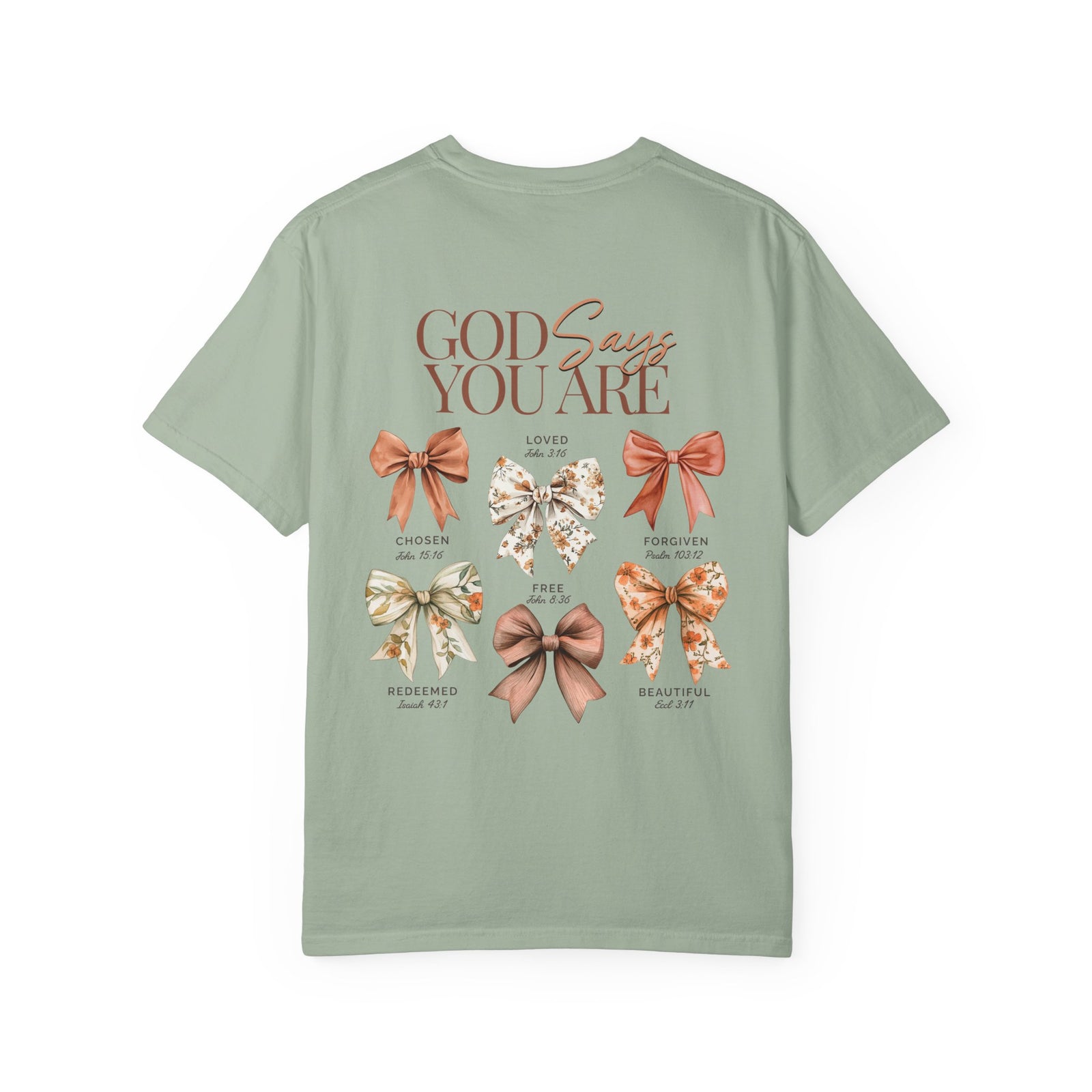 God Says You Are Coquette Bow Graphic T‑Shirt Inspirational Floral Tee